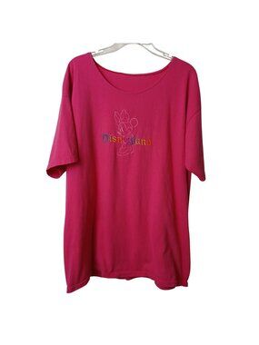 Disney Store Pink Minnie Mouse Embroidered T-Shirt 2X Disneyland Altered #D-43